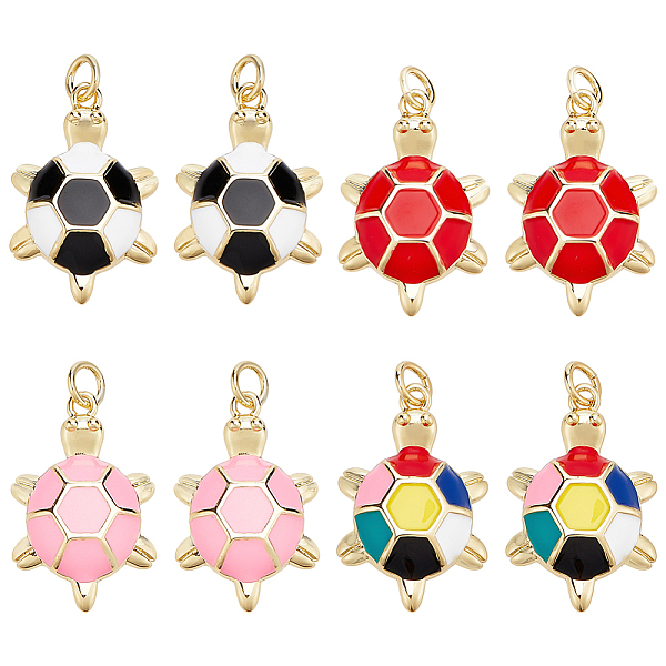

PandaHall 8Pcs 4 Colors Brass Enamel Pendants, with Jump Rings, Real 16K Gold Plated, Nickel Free, Tortoise, Mixed Color, 23x15x4mm, Jump..., Multicolor