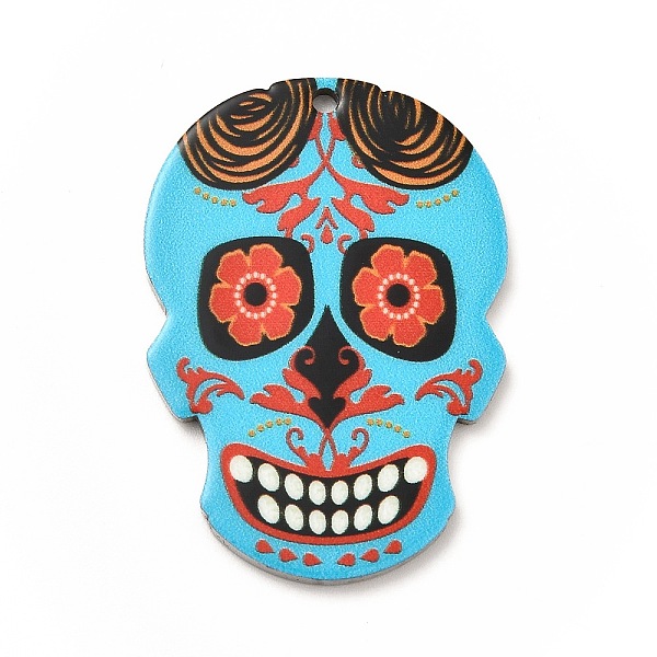 

PandaHall Printed 201 Stainless Steel Sugar Skull Pendants, Cinco de Mayo Charm, Deep Sky Blue, 40.5x28x2mm, Hole: 2mm 201 Stainless Steel...