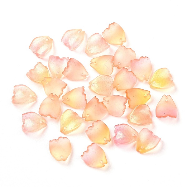 

PandaHall Glass Charms, with Gold Foil, Frosted, Dyed & Heated, Petal, Dark Orange, 13x11x4mm, Hole: 1mm Glass Petaline Orange