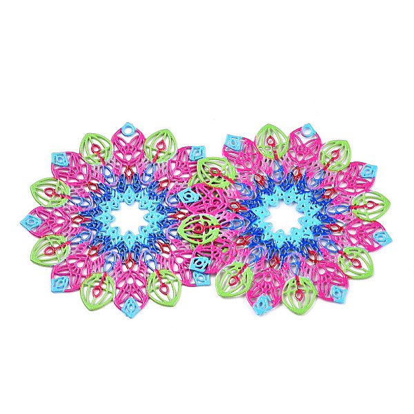 

PandaHall Spray Painted 430 Stainless Steel Filigree Pendants, Flower Charm, Colorful, 35x35x0.5mm, Hole: 1.2mm 430 Stainless Steel Flower