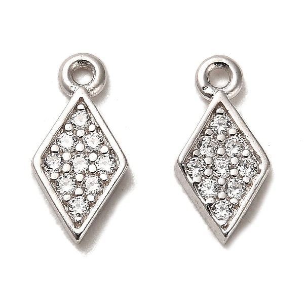 

PandaHall Rhodium Plated 925 Sterling Silver Pendant, with Cubic Zirconia, Rhombus Charms, with 925 Stamp, Real Platinum Plated, 10x5x1.4mm...