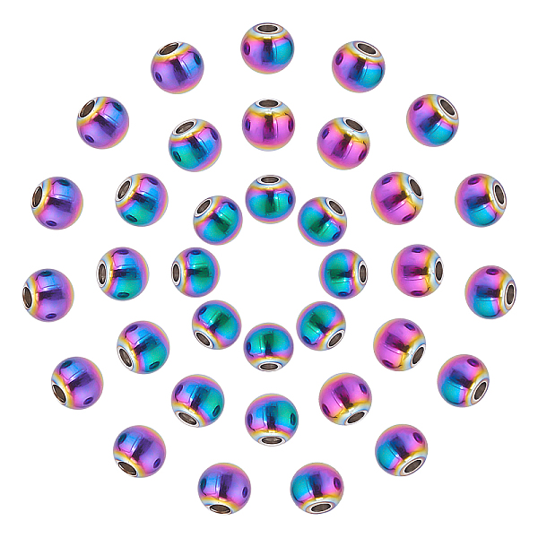 

PandaHall DICOSMETIC 100Pcs Rainbow Color Spacer Beads Stainless Steel Spacer Loose Beads Large Hole Rondelle Bead Spacers for Jewelry...