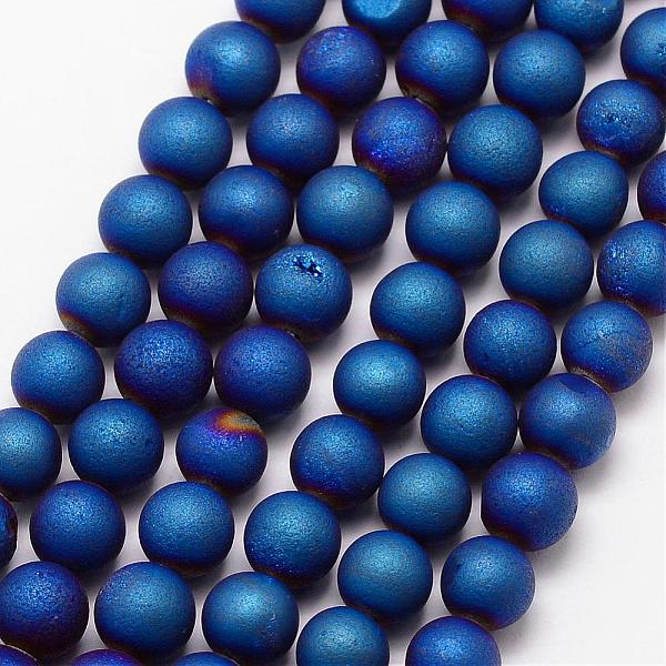 

PandaHall Electroplated Natural Agate Bead Strands, Round, Grade A, Blue, 6mm, Hole: 1mm, about 30pcs/strand, 7.5 inch Druzy Agate Round...