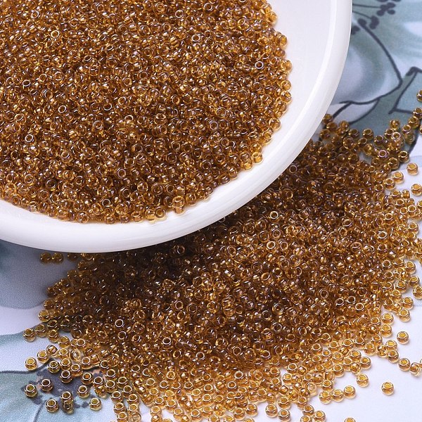 

PandaHall MIYUKI Round Rocailles Beads, Japanese Seed Beads, 11/0, (RR377) Sparkling Topaz Lined Light Topaz AB, 2x1.3mm, Hole: 0.8mm, about..., Brown