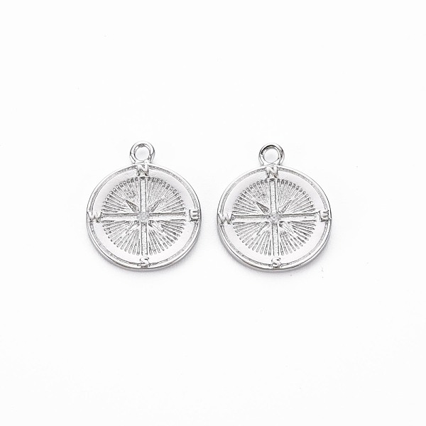 

PandaHall Brass Micro Pave Clear Cubic Zirconia Pendants, Nickel Free, Flat Round with Star, Real Platinum Plated, 16.5x14x1.5mm, Hole...