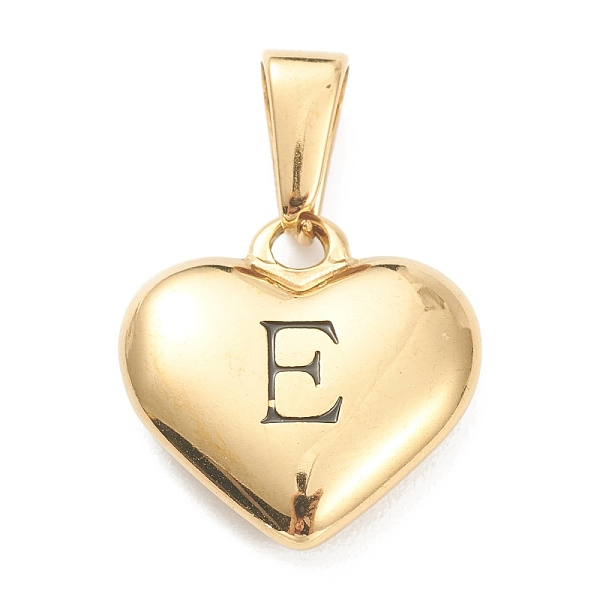 

PandaHall 304 Stainless Steel Pendants, Heart with Black Letter, Golden, Letter.E, 16x16x4.5mm, Hole: 7x3mm 304 Stainless Steel Letter E