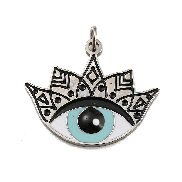 

PandaHall 304 Stainless Steel Pendants, with Enamel and Jump Ring, Evil Eye Charm, Stainless Steel Color, 17x21x1.5mm, Hole: 2.5mm Stainless..., Black