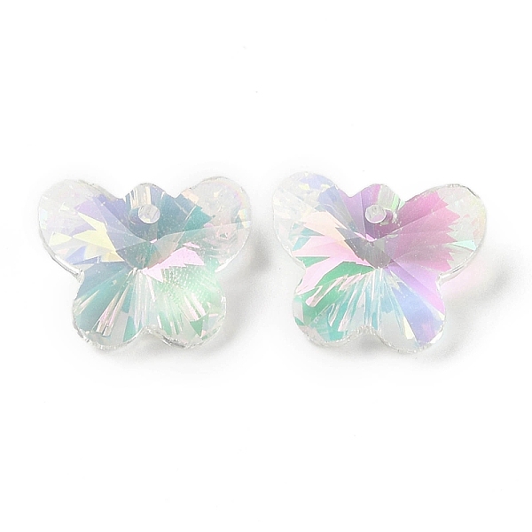 

PandaHall Transparent Glass Pendants, Point Back, Faceted, Butterfly Charms, Orchid, 14x17.5x9mm, Hole: 1.6mm Glass Butterfly Purple