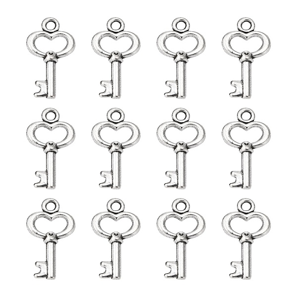 PandaHall Tibetan Style Alloy Pendants, Lead Free, Cadmium Free and Nickel Free, Skeleton Key, Antique Silver, Size: about 15.5mm long, 9mm...