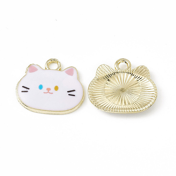 

PandaHall Painted Alloy Pendants, Cat Charm, Cadmium Free & Nickel Free & Lead Free, Golden, White, 18x20x2.5mm, Hole: 2.3mm Alloy Cat Shape...