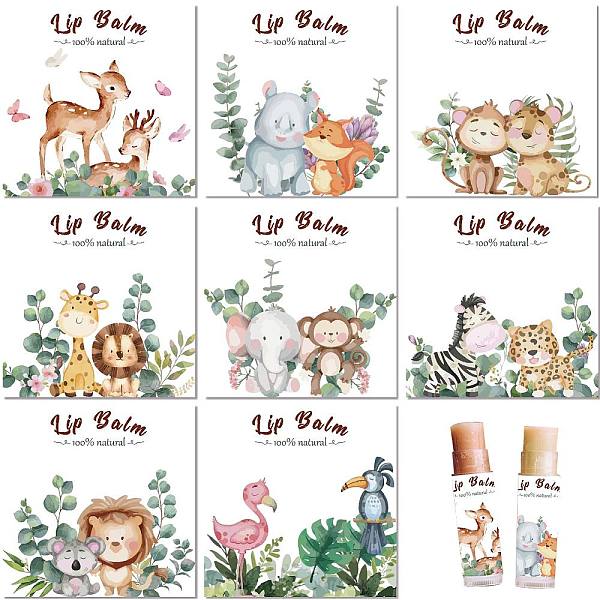 

PandaHall CRASPIRE 80Pcs 8 Styles Lip Balm Sticker Animals Self-Adhesive Cartoon Monkey Lion Homemade Lip Balm Containers Labels Vintage...