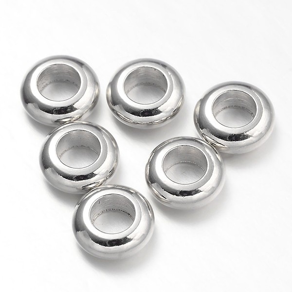 

PandaHall Donut Brass Spacer Beads, Barrel Plating, Platinum, 8x3mm, Hole: 5mm Brass Donut