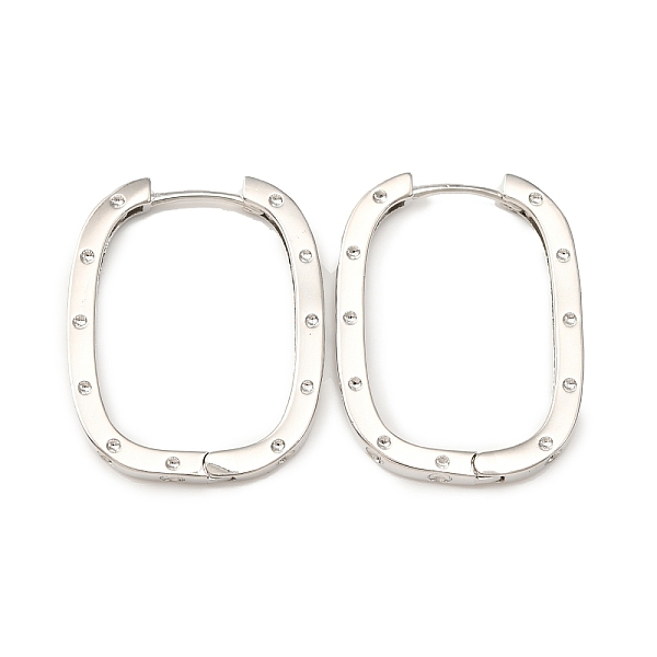 

PandaHall Brass Oval with Polka Dot Hoop Earrings for Woman, Platinum, 30x24x3mm, Pin: 1mm Brass Oval
