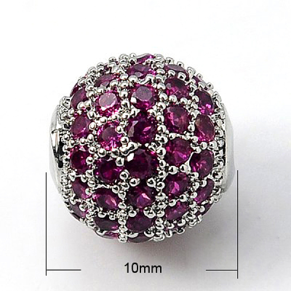 

PandaHall Brass Cubic Zirconia Beads, Round, Platinum, 10mm, Hole: 1.5mm Brass+Cubic Zirconia Round Red