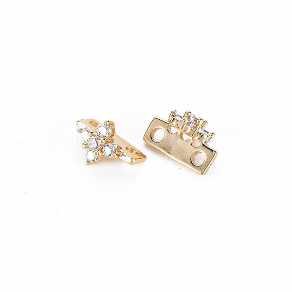 Brass Micro Pave Clear Cubic Zirconia Connector Charms