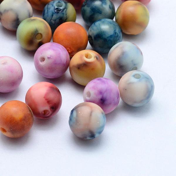 

PandaHall Baking Paint Acrylic Beads, Round, Matte, Mixed Color, 10x9.5mm, Hole: 1.5mm, about 960pcs/500g Acrylic Round Multicolor