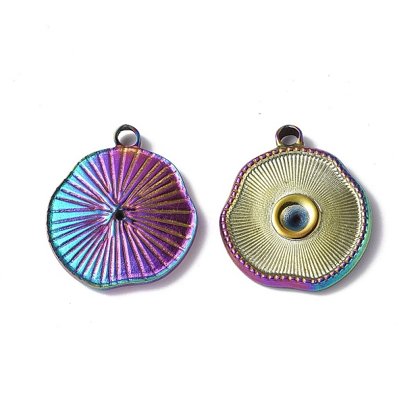 

PandaHall Ion Plating(IP) 304 Stainless Steel Pendant Rhinestone Settings, Flat Round, Rainbow Color, 23x19.5x2.5mm, Hole: 2mm, Fit for...