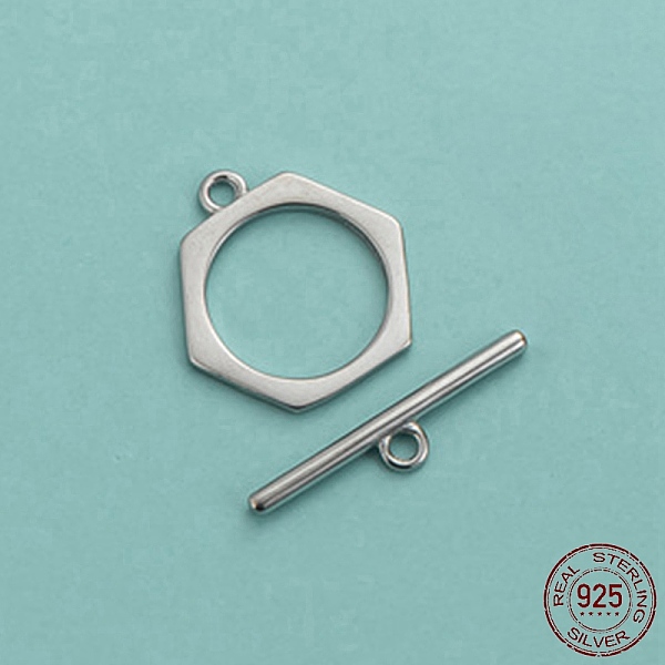 

PandaHall Rhodium Plated 925 Sterling Silver Toggle Clasps, Hexagon, Platinum, Hexagon: 13.2mm, Hole: 1.4mm, Bar: 16.8mm, Hole: 1.4mm...