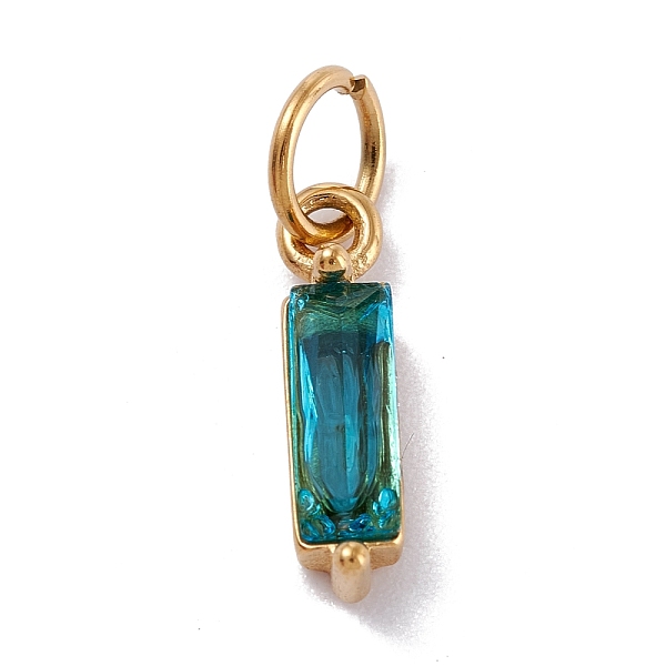 

PandaHall 304 Stainless Steel Cubic Zirconia Pendants, Rectangle, Golden, Cornflower Blue, 17x4x4mm, Hole: 5mm Stainless Steel+Cubic...