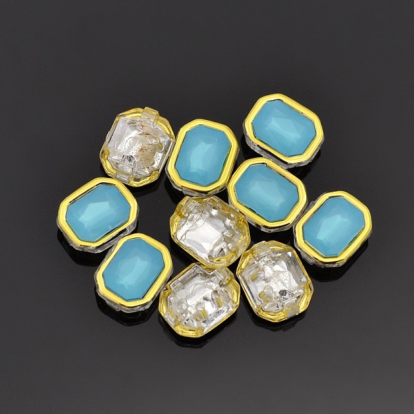 

PandaHall Sew on Rhinestone, Multi-strand Links, Taiwan Acrylic, Golden Plated, Garment Accessories, Rectangle, Sky Blue, 14x12x6.5mm, Hole...