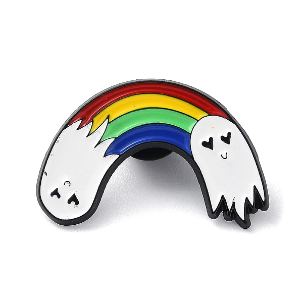 

PandaHall Halloween Ghost & Rainbow Enamel Pins, Black Alloy Brooch for Backpack Clothes, Colorful, 20x31x1.5mm Alloy+Enamel Rainbow