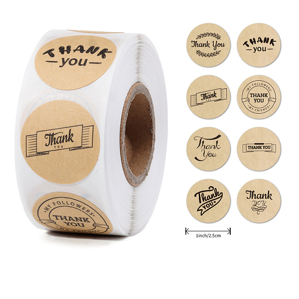 

PandaHall Self-Adhesive Paper Thank You Roll Stickers, Round Dot Gift Tag Sticker, for Party Presents Decoration, BurlyWood, 25mm..., Orange