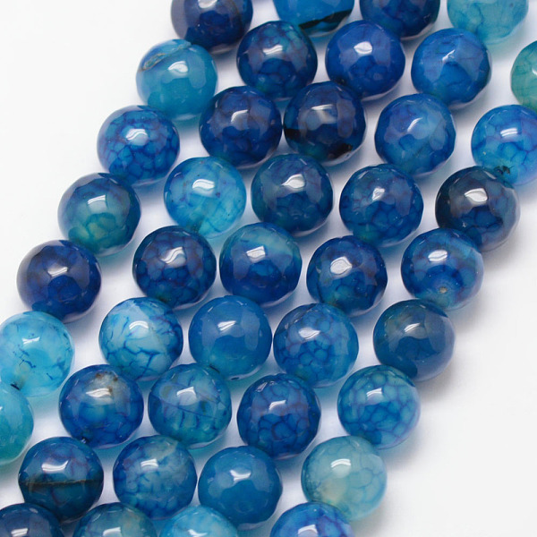 

PandaHall Natural Crackle Agate Bead Strands, Round, Grade A, Faceted, Dyed, Dodger Blue, 10mm, Hole: 1mm, about 37pcs/strand, 15 inch...