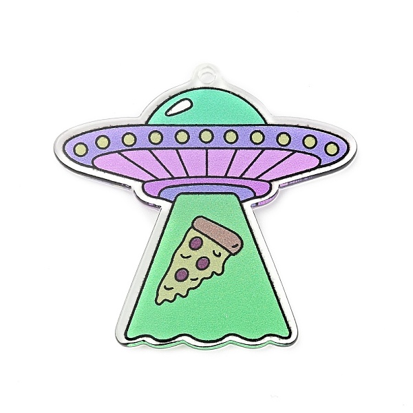 

PandaHall Alien Theme Colorful Acrylic Pendants, UFO, Vehicle Pattern, 43.5x45.5x2.5mm, Hole: 2mm Acrylic Vehicle