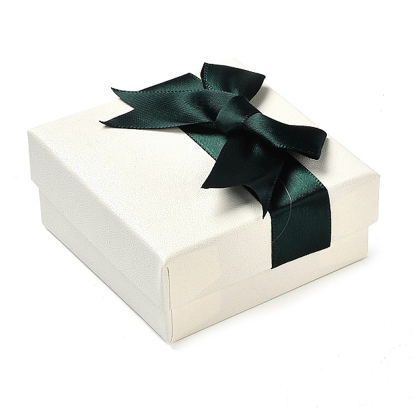 

PandaHall Square Cardboard Jewelry Set Box, with Polyester Bowknot Lid, Jewelry Storage Case with Velvet Sponge Inside, for Necklaces...
