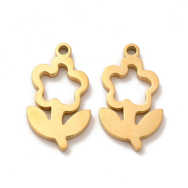 

PandaHall Ion Plating(IP) 304 Stainless Steel Pendants, Flower Charms, Golden, 17x10x1.4mm, Hole: 1.4mm 304 Stainless Steel Flower