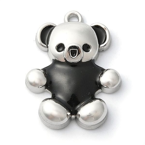 

PandaHall Rack Plating Alloy Enamel Pendants, Platinum, Bear Charm, Black, 25x19x5.5mm, Hole: 1.6mm Alloy+Enamel Bear Black