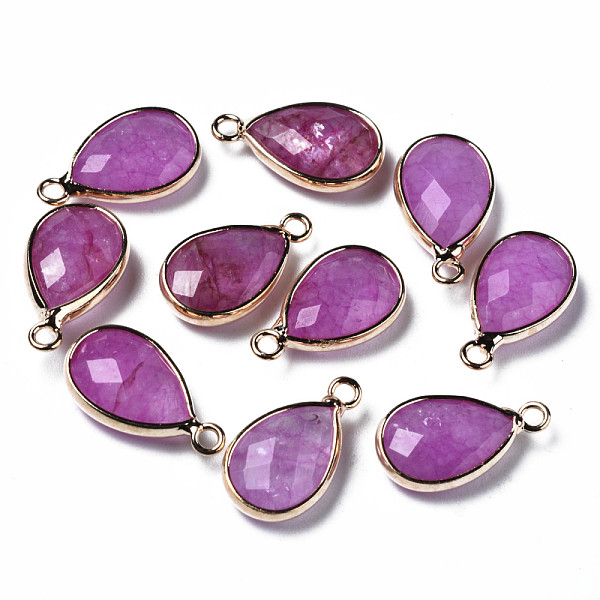 

PandaHall Natural Agate Pendants, Dyed, Faceted, with Golden Plated Brass Edge and Loop, Teardrop, 16.5x9x4.5mm, Hole: 1.6mm Natural Agate...