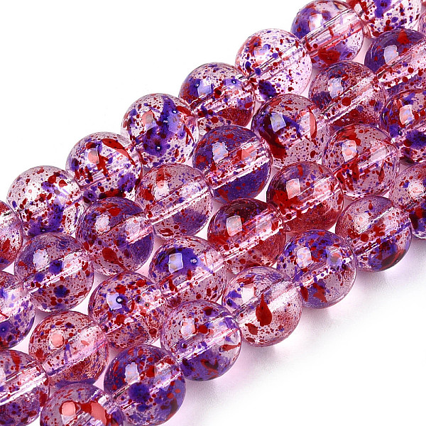 

PandaHall Baking Painted Transparent Glass Bead Strands, Round, Mauve, 8mm, Hole: 1.2mm, about 102pcs/strand, 30.24''(76.8cm) Glass Purple