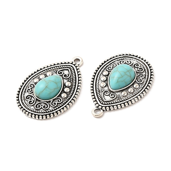 

PandaHall Retro Alloy Pendants, with Synthetic Turquoise, Teardrop Charms, Antique Silver, 37x25x7mm, Hole: 2.4mm Synthetic Turquoise...