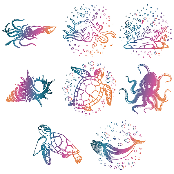 

PandaHall GORGECRAFT 8Pcs 8 Styles 6.3 Inch Sea Animals Window Decals Turtle Octopus Conch Whale Pattern Static Glass Sticker Clings Vinyl...