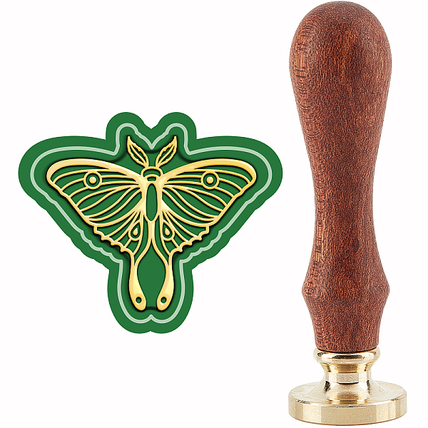 

PandaHall Wax Seal Envelope Gift Seal, with Yellow Sandalwood, Insect Pattern, 89~90mm Brass Insects