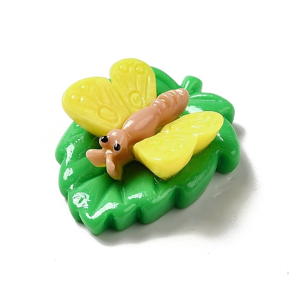 

PandaHall Opaque Resin Cabochons, Leaf, Yellow, Butterfly Pattern, 28x22x10mm Resin Butterfly Yellow
