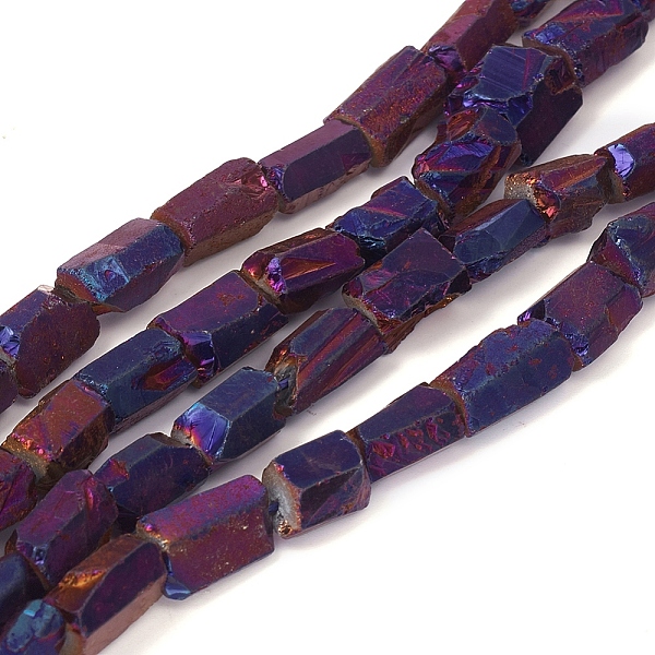 

PandaHall Electroplated Natural Quartz Crystal Beads Strands, Nuggets, Purple Plated, 12~14x6~10x6~10mm, Hole: 1mm, about 30pcs/strand...
