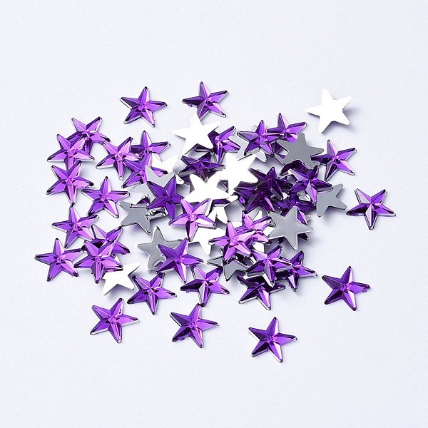 

PandaHall Acrylic Rhinestone Flat Back Cabochons, Back Plated, Faceted, Star, Indigo, 10x1.5mm Acrylic Rhinestone Star Purple