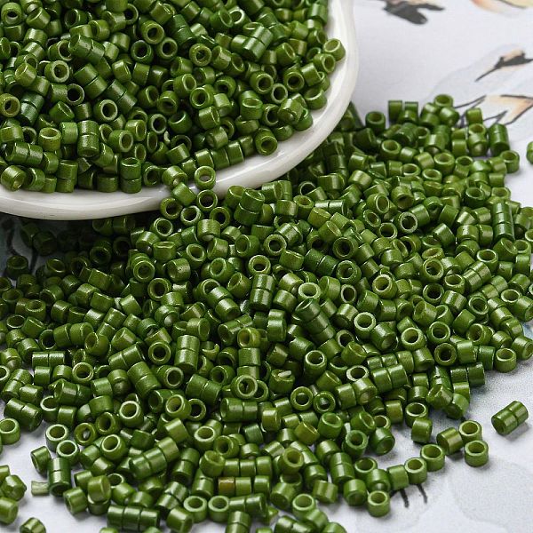 

PandaHall Baking Paint Glass Seed Beads, Cylinder, Olive Drab, 2.5x2mm, Hole: 1.4mm, about 45359pcs/pound Glass