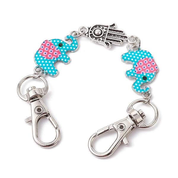 

PandaHall Elephant & Hamsa Hand Bag Extension Chains, Alloy Enamel Link Chain Purse Strap Extenders, Dark Turquoise, 14cm Alloy+Enamel...