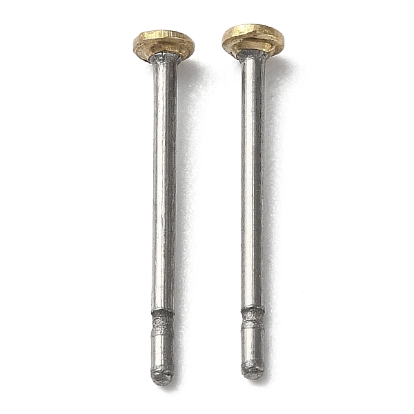 

PandaHall Titanium Stud Earring Findings, Earring Pins with Brass Flat Head, Platinum, 12x2mm, Pin: 0.7mm Titanium
