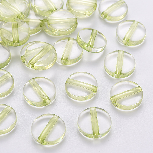 

PandaHall Transparent Acrylic Beads, Flat Round, Yellow Green, 16x5mm, Hole: 2.8mm, about 480pcs/500g Acrylic Flat Round