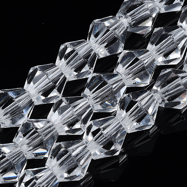 

PandaHall Transparent Faceted Glass Beads Strands, Bicone, Clear, 8x8mm, Hole: 1.5mm, about 38pcs/strand, 11.81 inch(30cm) Glass Bicone...
