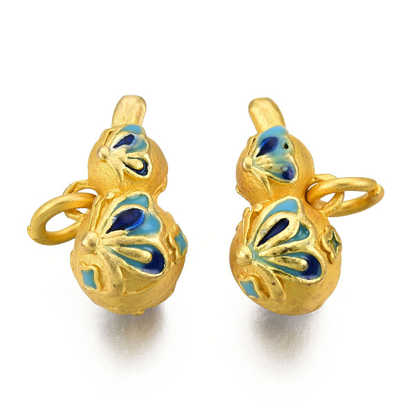 

PandaHall Alloy Enamel Pendants, Cadmium Free & Lead Free, with Jump Rings, Matte Gold Color, Gourd, Dark Blue, 15.5x9x9mm, Jump Ring: 5x1mm...
