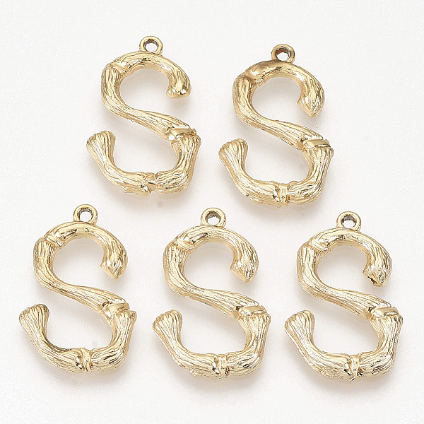 

PandaHall Eco-Friendly Alloy Pendants, Letter, Light Gold, Letter.S, 27x17x3mm, Hole: 1.5mm Alloy Letter S