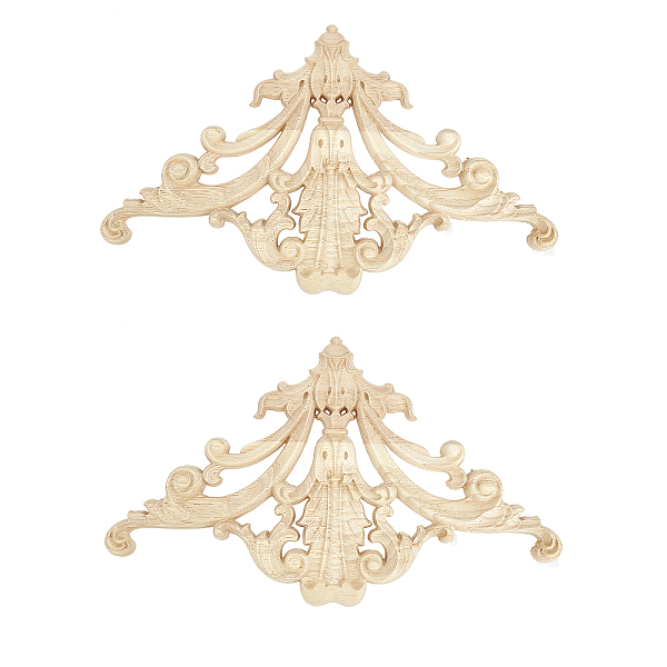 

PandaHall Natural Solid Wood Carved Onlay Applique Craft, Unpainted Onlay Furniture Home Decoration, BurlyWood, 149x250x9.5mm Wood Others..., Orange