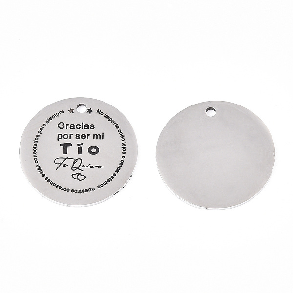 

PandaHall 201 Stainless Steel Pendants, Flat Round with Word, Stainless Steel Color, 30x1.5mm, Hole: 2mm 201 Stainless Steel Flat Round