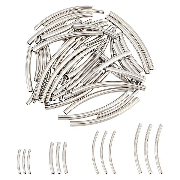 

PandaHall Unicraftale 56Pcs 4 Style 304 Stainless Steel Tube Beads, Curved Tube, Stainless Steel Color, 20~40x2~3mm, Hole: 1.5~2.5mm...