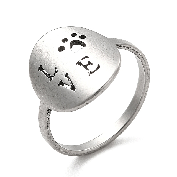 

PandaHall 201 Stainless Steel Finger Rings, Oval with Hollow Out Word Love Rings for Women, Stainless Steel Color, US Size 6(16.5mm), Oval...